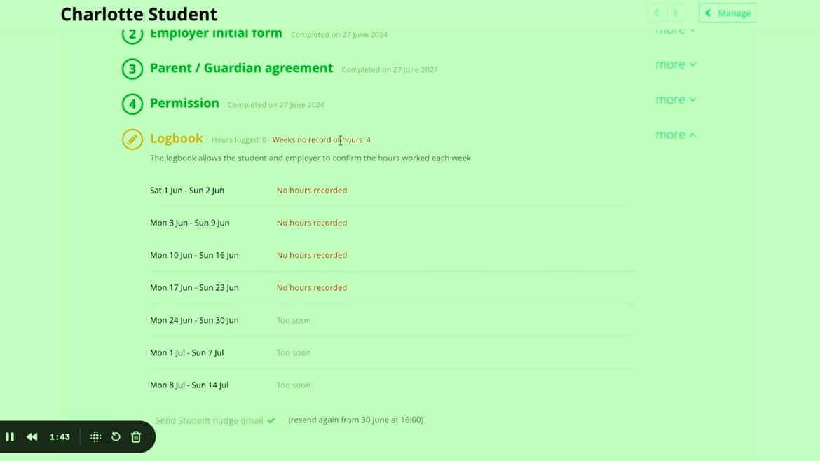 How to... use the Logbook on the Placements tool