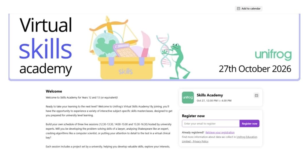 Unifrog's Virtual Skills Academy (27 October 2026) FAQs