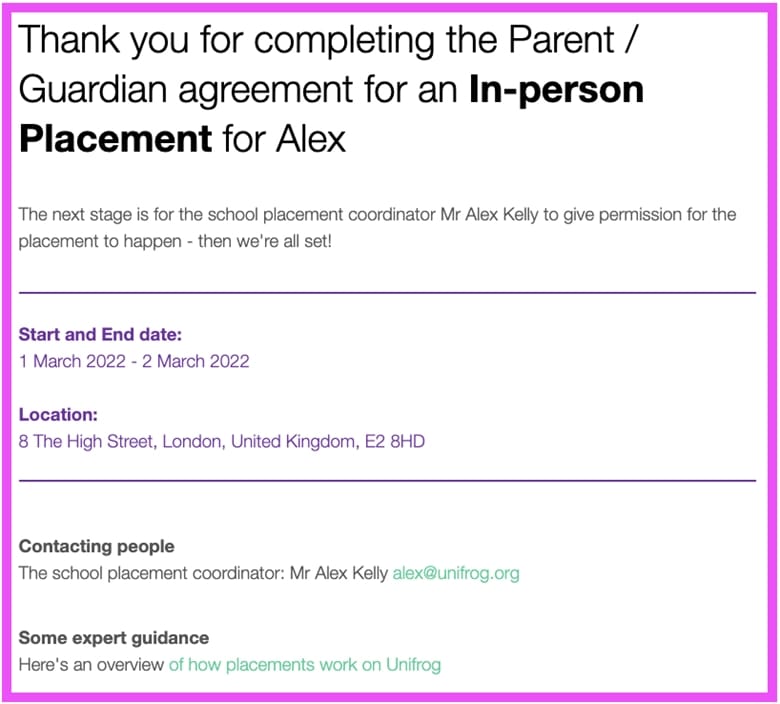 The Placements tool - for organising work experience
