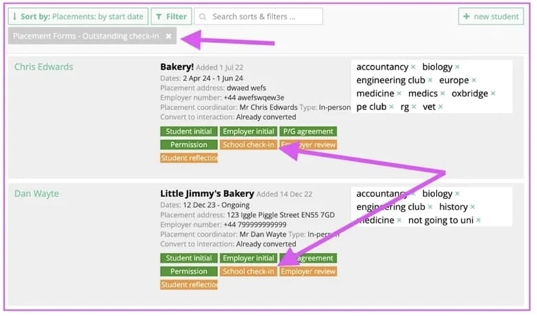 The Placements tool for 'regular' teachers