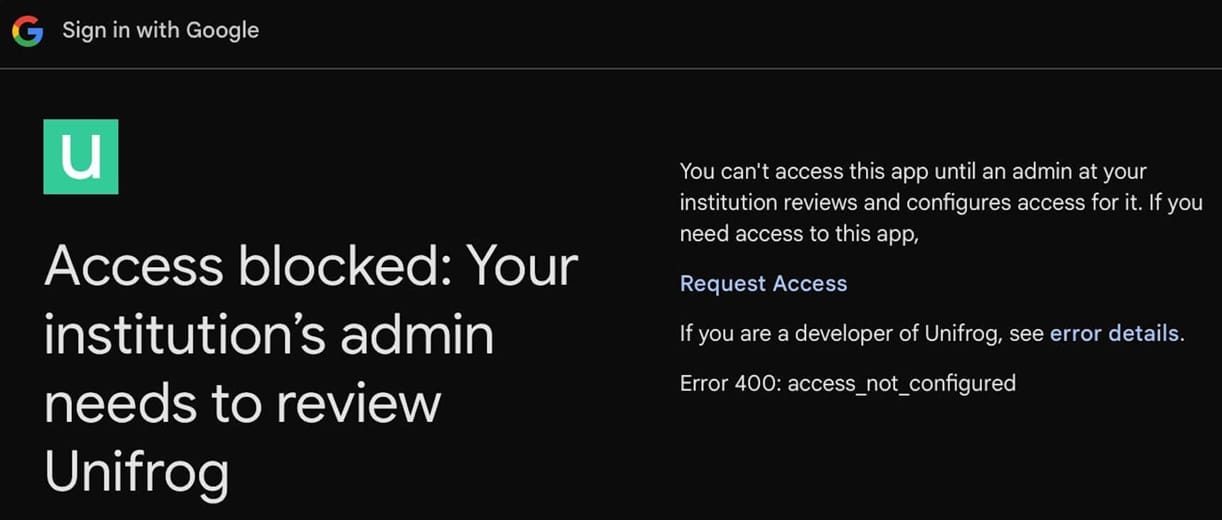 Using SSO to sign in to Unifrog