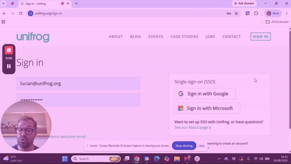 Using SSO to sign in to Unifrog